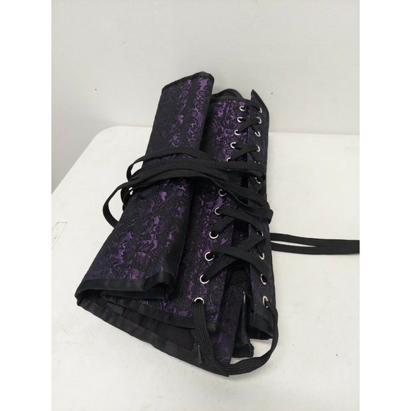 Corset Story Purple Brocade Satin Overbust, Spiral Steel Boned Corset, Waist 36" - Picture 12 of 12